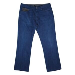 Stacy Adams Jeans Mens 38x34 Blue Denim Plaid Pocket Accents Cotton Casual